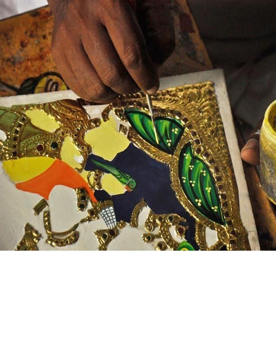 Radha Krishna | Tanjore Painting | Gold Leaf Detailing – MeMeraki
